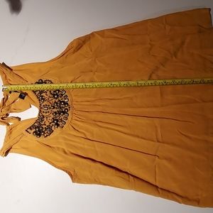 Gold Apt. 9 Beaded Tank with key hole tie back
